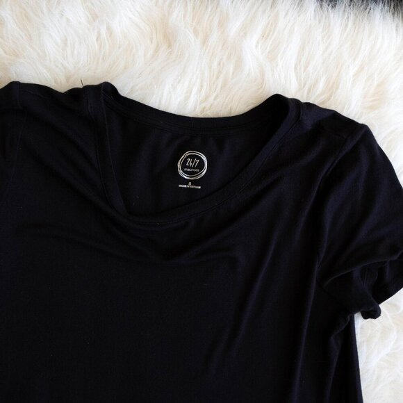 Maurices Women’s Size Small Black Babydoll Top Short Sleeve Peplum Style Tee - Picture 4 of 6